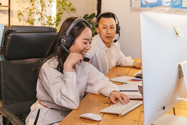 Call center agents providing customer service BPO support